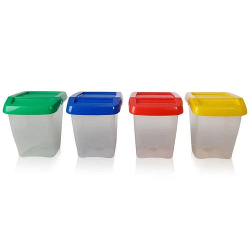 Pack of 3 - 50 Litre Stacking Plastic Recycling Box - Clear with Hinged Lid Wham Storage