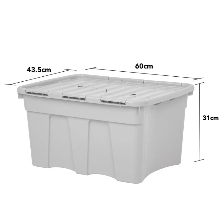 Pack of 3 - 54 Litre Home Upcycled Plastic Croc Box with Attached Lid Wham Storage
