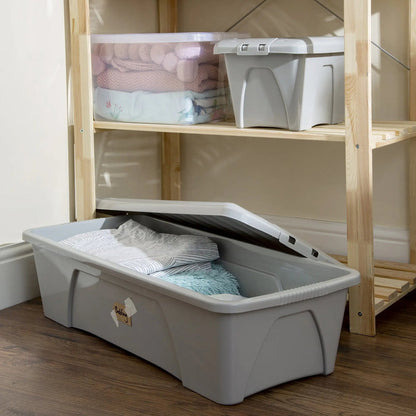 Pack of 3 - 55 Litre Home Upcycled Plastic Box with Lid Wham Storage