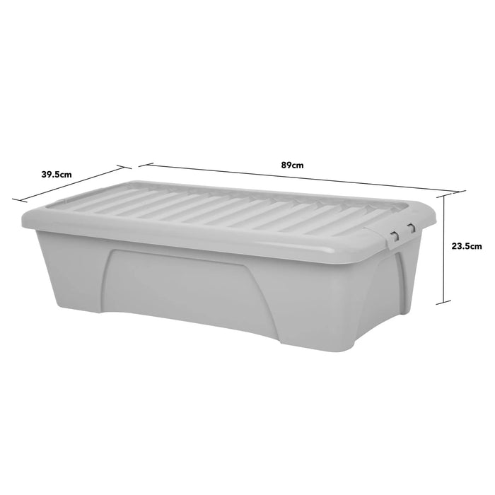 Pack of 3 - 55 Litre Home Upcycled Plastic Box with Lid Wham Storage