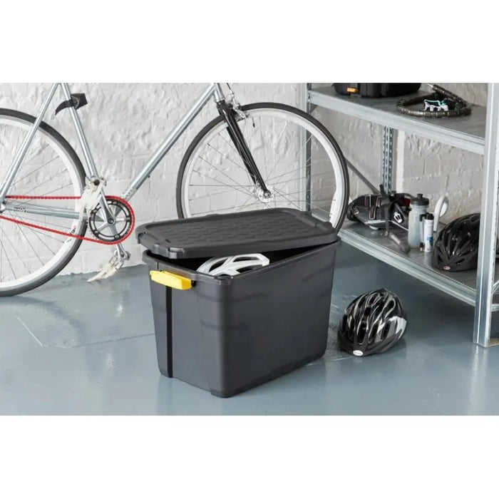 Pack of 3 - 60 Litre Heavy Duty Storage Trunk Black/Yellow Strata