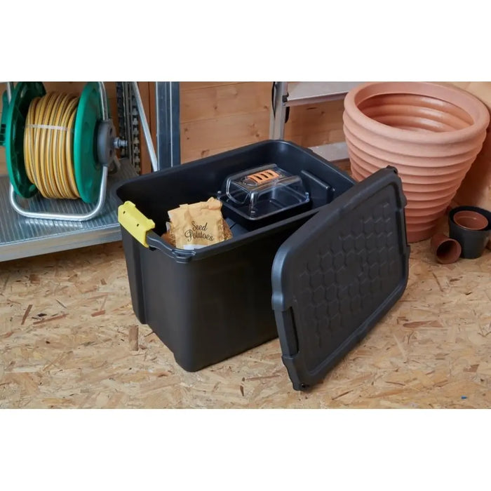 Pack of 3 - 60 Litre Heavy Duty Storage Trunk Black/Yellow Strata