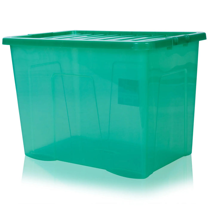 Pack of 3 - 80 Litre Crystal Plastic Storage Boxes with Lids Wham Storage