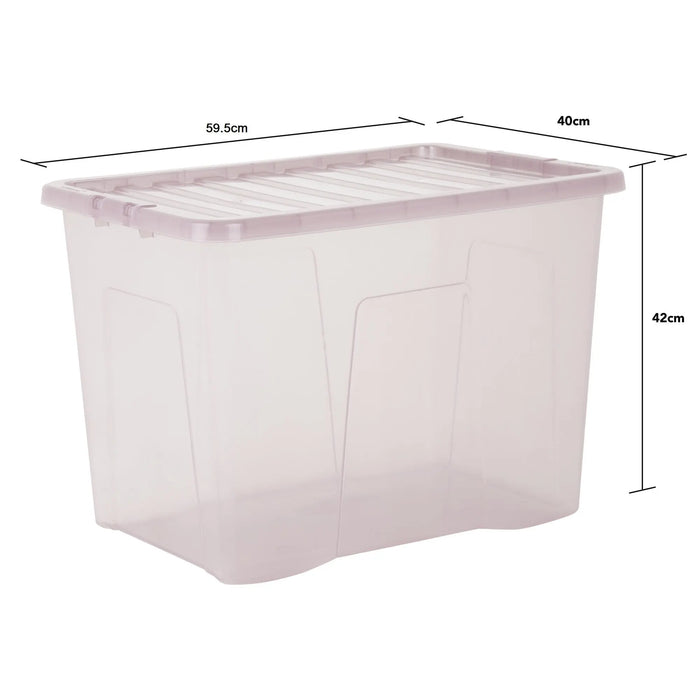 Pack of 3 - 80 Litre Crystal Plastic Storage Boxes with Lids Wham Storage