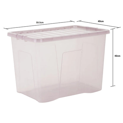 Pack of 3 - 80 Litre Crystal Plastic Storage Boxes with Lids Wham Storage