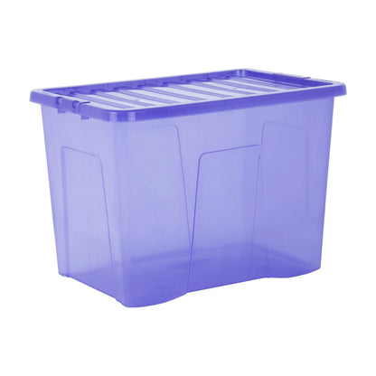 Pack of 3 - 80 Litre Crystal Plastic Storage Boxes with Lids Wham Storage