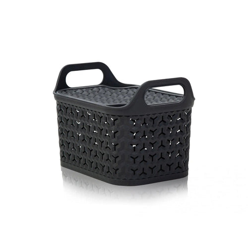 Small Urban Plastic Storage Basket with Lid Strata