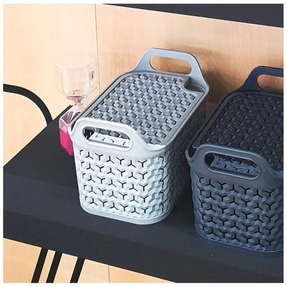 Small Urban Plastic Storage Basket with Lid Strata