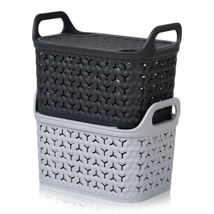 Small Urban Plastic Storage Basket with Lid Strata