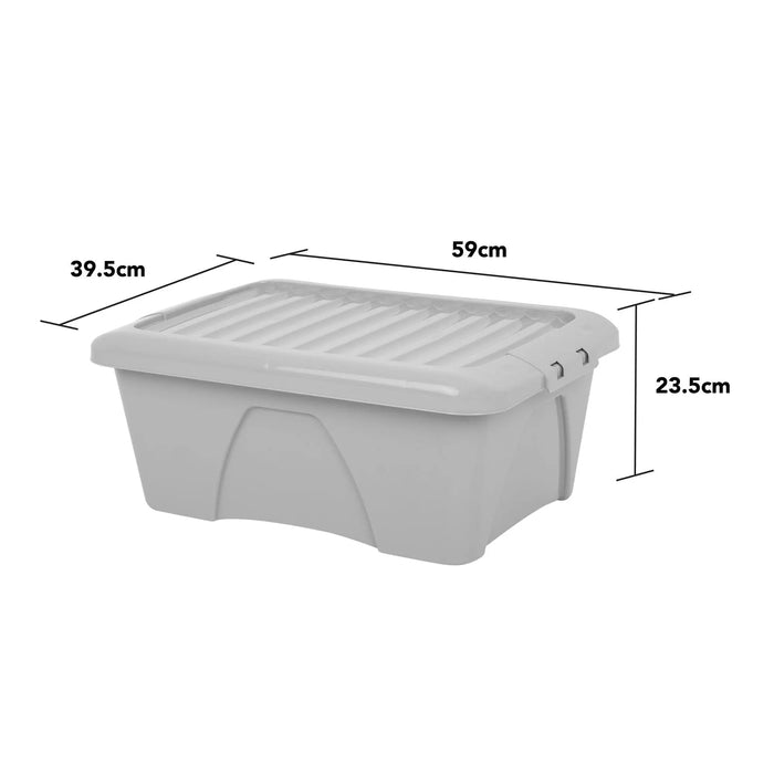 Pack of 4 - 34 Litre Home Upcycled Plastic Box & Lid Wham Storage