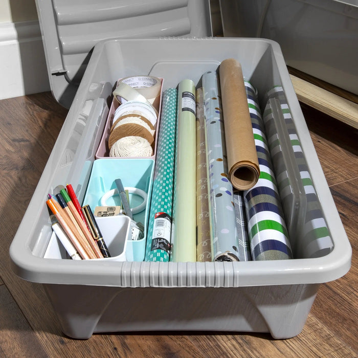 Pack of 4 - 35 Litre Home Upcycled Plastic Box with Lid Wham Storage