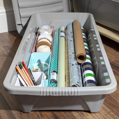 Pack of 4 - 35 Litre Home Upcycled Plastic Box with Lid Wham Storage