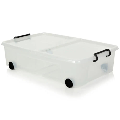 Pack of 4 - 35 Litre Smart Storemaster Under Bed Storage Box with Lid and Wheels Strata