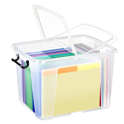 Pack of 4 - 40 Litre Smart Storemaster Plastic Storage Boxes with Lids Strata