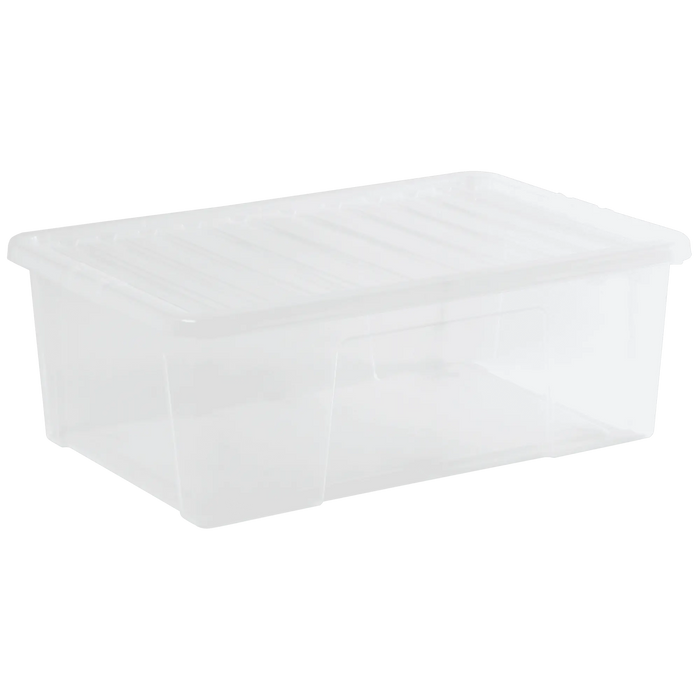Pack of 4 - 68 Litre Crystal Plastic Storage Box with Lid Wham Storage