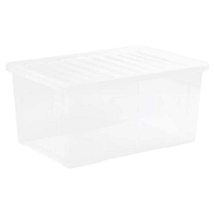 Pack of 4 - 90 Litre Crystal Plastic Storage Box with Lid Wham Storage