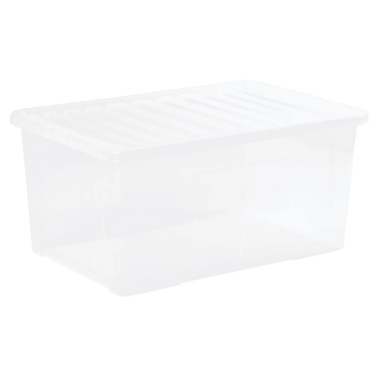 Pack of 4 - 90 Litre Crystal Plastic Storage Box with Lid Wham Storage