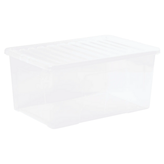 Pack of 4 - 90 Litre Crystal Plastic Storage Box with Lid Wham Storage