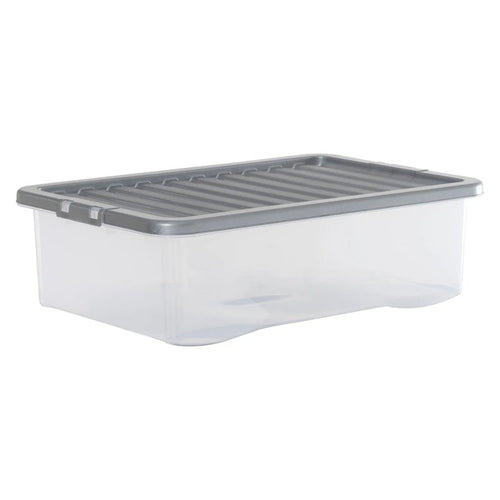 Pack of 4 - Large 32lt Crystal Boxes with Coloured Lids Wham Storage