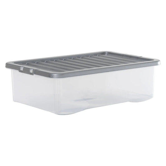 Pack of 4 - Large 32lt Crystal Boxes with Coloured Lids Wham Storage