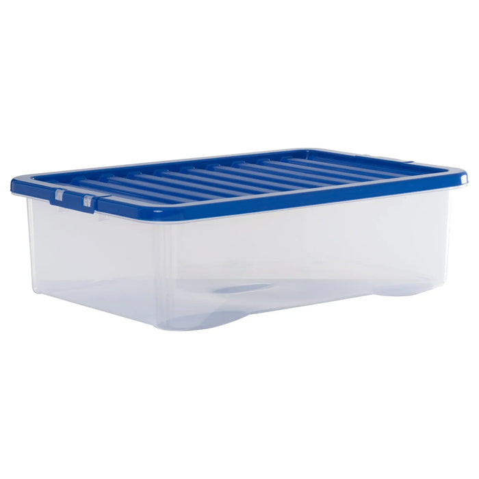 Pack of 4 - Large 32lt Crystal Boxes with Coloured Lids Wham Storage