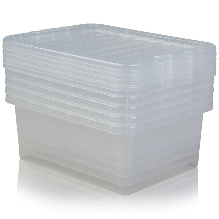 Pack of 5 - 17 Litre Wham Crystal Plastic Storage Boxes with Lids Wham Storage