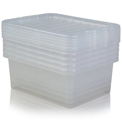 Pack of 5 - 17 Litre Wham Crystal Plastic Storage Boxes with Lids Wham Storage