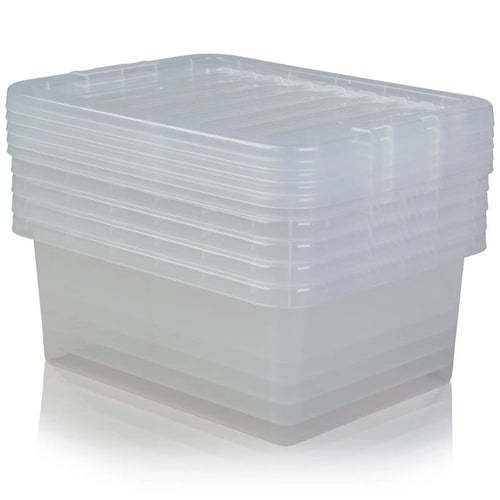 Pack of 5 - 17 Litre Wham Crystal Plastic Storage Boxes with Lids Wham Storage