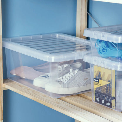 Pack of 5 - 17 Litre Wham Crystal Plastic Storage Boxes with Lids Wham Storage