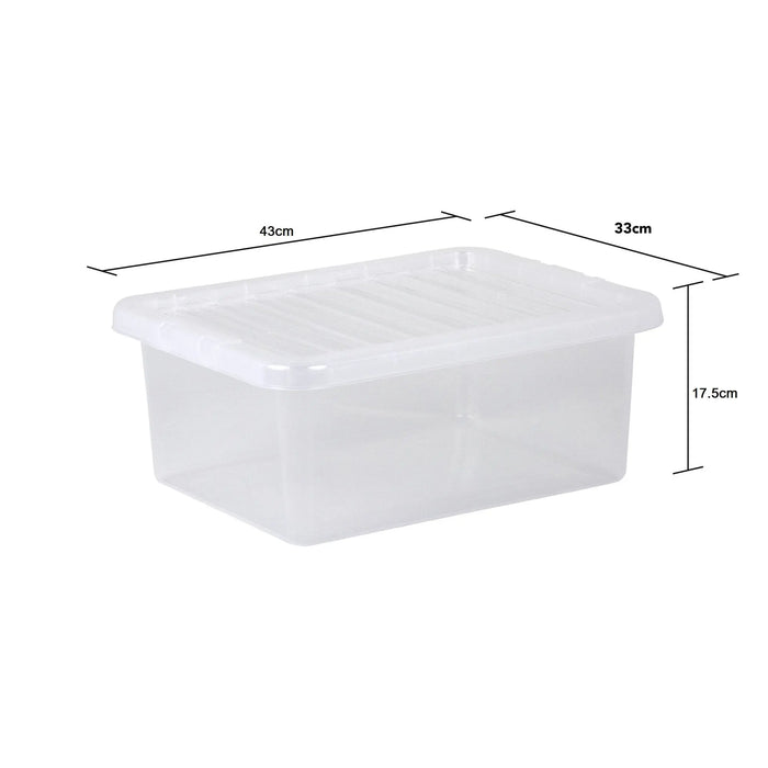 Pack of 5 - 17 Litre Wham Crystal Plastic Storage Boxes with Lids Wham Storage