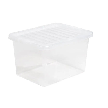 Pack of 5 - 25 Litre Crystal Plastic Storage Boxes with Lids Wham Storage
