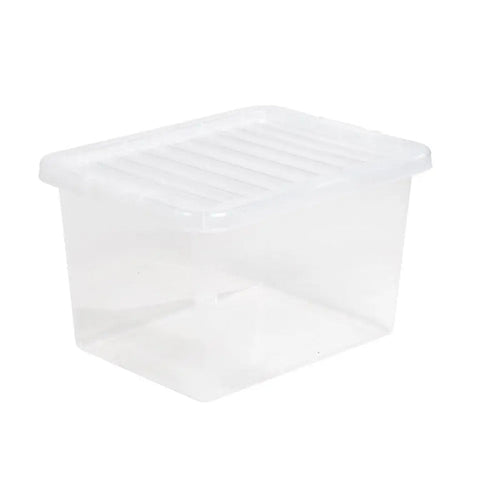 Pack of 5 - 25 Litre Crystal Plastic Storage Boxes with Lids Wham Storage