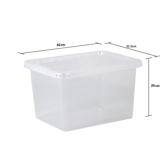 Pack of 5 - 25 Litre Crystal Plastic Storage Boxes with Lids Wham Storage