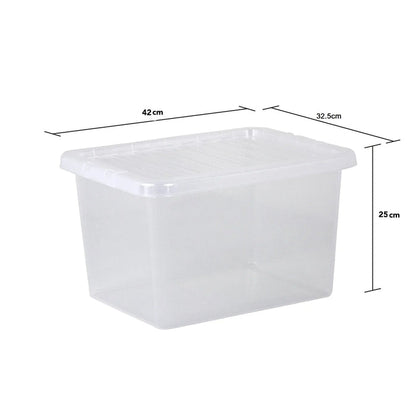 Pack of 5 - 25 Litre Crystal Plastic Storage Boxes with Lids Wham Storage