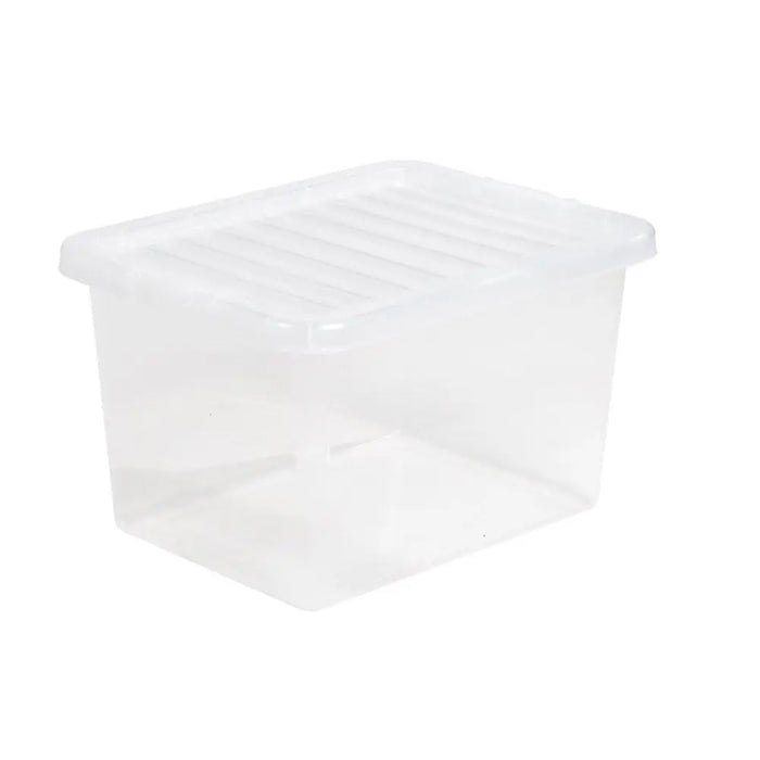 Pack of 5 - 25 Litre Crystal Plastic Storage Boxes with Lids Wham Storage