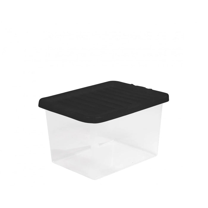 Pack of 5 - 25 Litre Crystal Plastic Storage Boxes with Lids Wham Storage