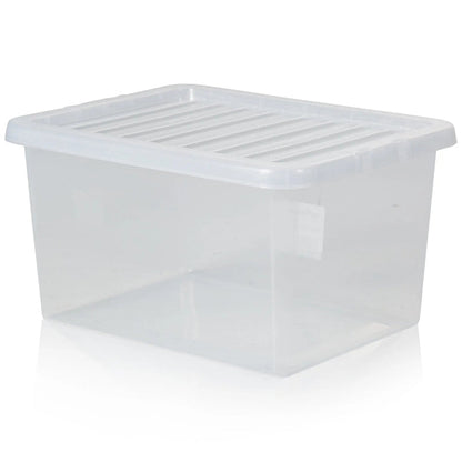 Pack of 5 - 31 Litre Crystal Plastic Storage Boxes with Lids Wham Storage