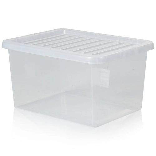 Pack of 5 - 31 Litre Crystal Plastic Storage Boxes with Lids Wham Storage
