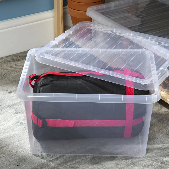 Pack of 5 - 31 Litre Crystal Plastic Storage Boxes with Lids Wham Storage