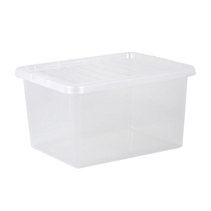 Pack of 5 - 31 Litre Crystal Plastic Storage Boxes with Lids Wham Storage