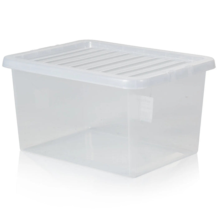 Pack of 5 - 31 Litre Crystal Plastic Storage Boxes with Lids Wham Storage