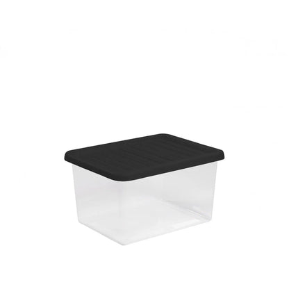 Pack of 5 - 31 Litre Crystal Plastic Storage Boxes with Lids Wham Storage