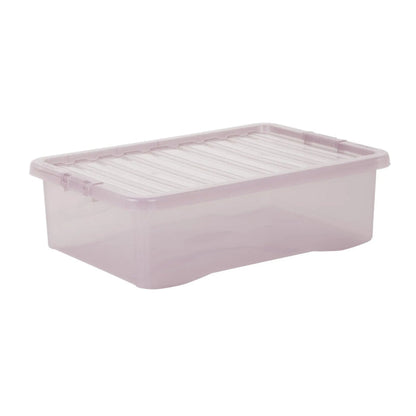Pack of 5 - 32 Litre Crystal Under Bed Plastic Storage Boxes with Lids Wham Storage