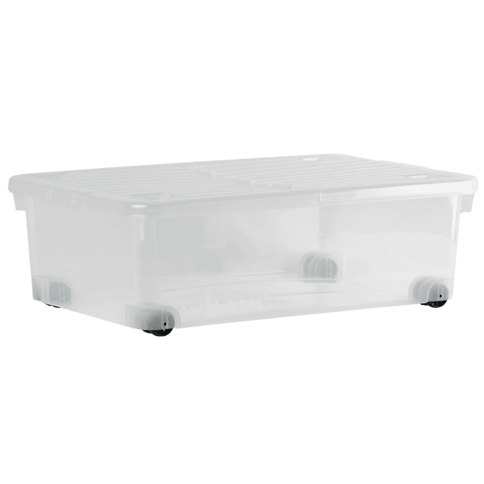 Pack of 5 - 32 Litre Under Bed Plastic Storage Boxes with Wheels and Lids  Wham Storage
