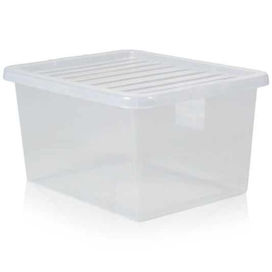 Pack of 5 - 37 Litre Crystal Plastic Storage Boxes with Lids Wham Storage