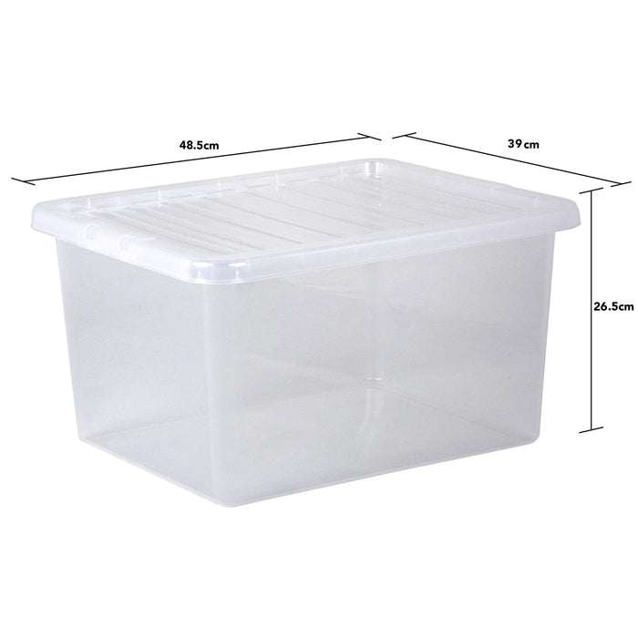 Pack of 5 - 37 Litre Crystal Plastic Storage Boxes with Lids Wham Storage