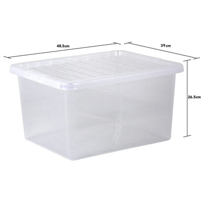 Pack of 5 - 37 Litre Crystal Plastic Storage Boxes with Lids Wham Storage