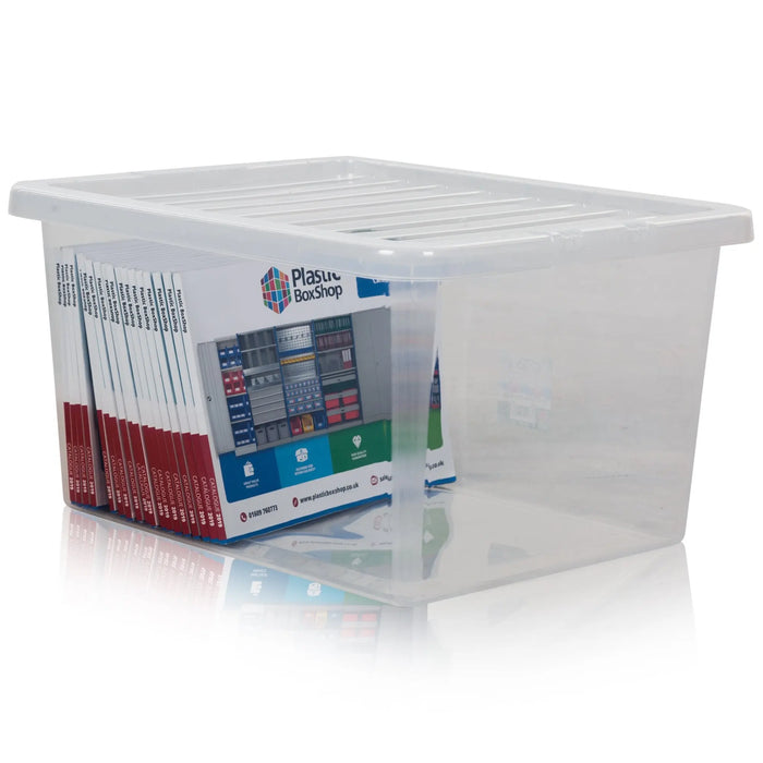 Pack of 5 - 37 Litre Crystal Plastic Storage Boxes with Lids Wham Storage