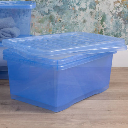 Pack of 5 - 45 Litre Crystal Sparkle Plastic Storage Boxes and Lids Wham Storage