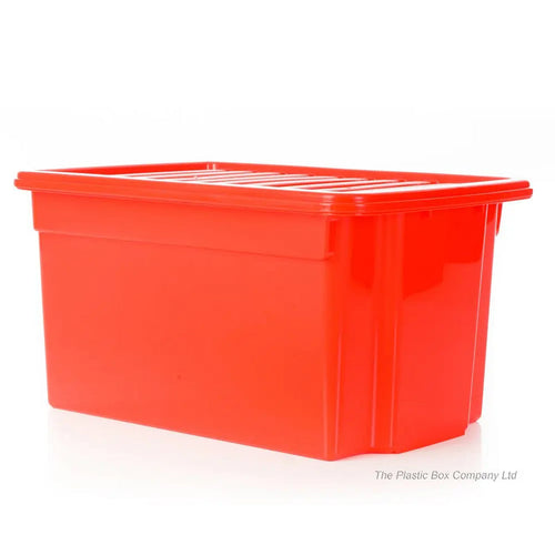 Pack of 5 - 50 Litre Work Place Boxes with Lids Primary Red Wham Storage